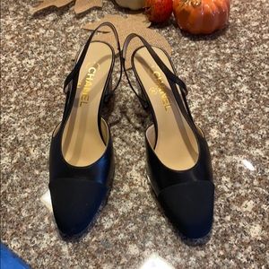 Black Chanel sling backs